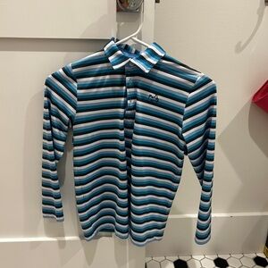 Kids Striped Polo Shirt in Blue and White